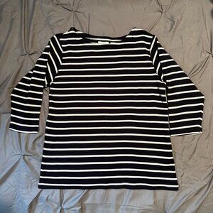 L.L. Bean Navy and White Striped Knit Top
